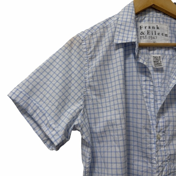 Frank‎ & Eileen Womens Billy Jean Crinkle Plaid Button Up Shirt Size XL Blue - Picture 2 of 9